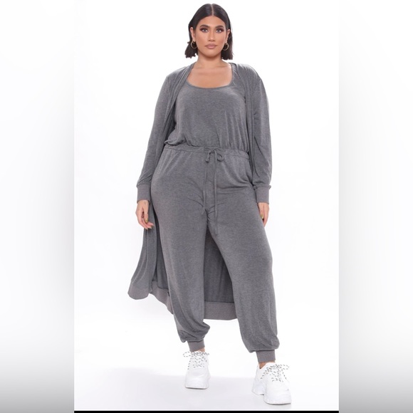 Journey Together 2 Pc Jumpsuit- Charcoal - Picture 2 of 3